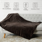 Manta Elétrica Tefici, Super Aconchegante e Macia, Flanela de 2 Camadas 50" x 60", Manta Aquecida com 3 Níveis de Aquecimento e Desligamento Automático em 4 Horas, Lavável na Máquina, Certificada ETL e FCC, Uso Residencial e Escritório, Cor Camelo