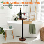 2Pack Drink Table, Small Side Table with Adjustable Height & Heavy-Duty Design, Pedestal Martini Tables for Small Spaces, Sofa Couch, Living Room, Bedroom, Supports up to 88 lbs, Rustic Brown