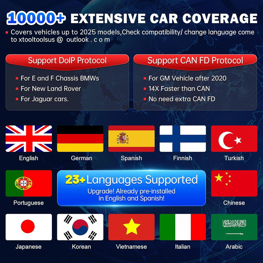 XTOOL D8S Bidirectional Scan Tool 2025 Upgraded Ver. of D8 Scanner, OBD2 Scanner Diagnostic Tool, Topology Mapping, ECU Coding, 42+ Resets, FCA, CAN FD&DoIP, All System Scanner for Car, 3-Year Update