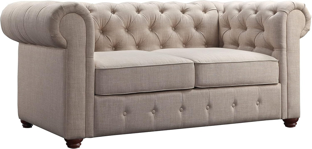 Rosevera Genevieve Upholstered Tufted Loveseat Couch,Chesterfield Sofa loveseat with Armrest Scroll Arm Sofa Couch, Sectional Sofa for Living Room Office