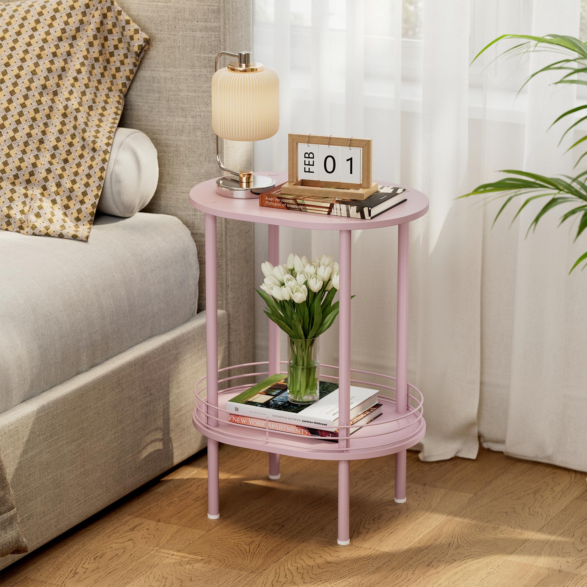 Small Round Side Table,Bedside Table with Storage,Morden Round Nightstand,Samll Side Table for Living Room,Bathroom,Bedroom, Nursery, Laundry, White