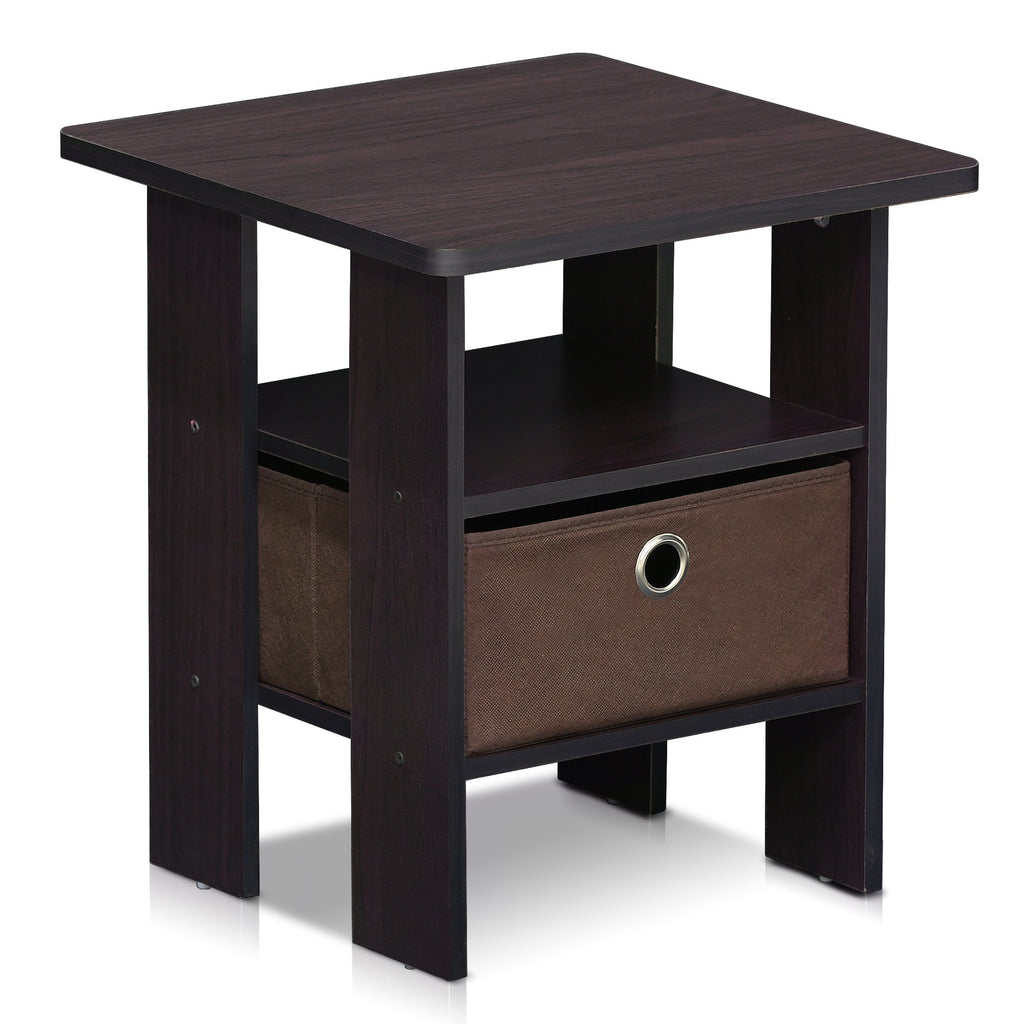 Furinno Andrey Set of 2 End Table / Side Table / Night Stand / Bedside Table with Bin Drawer, French Oak Grey