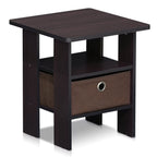 Furinno Andrey Set of 2 End Table / Side Table / Night Stand / Bedside Table with Bin Drawer, French Oak Grey