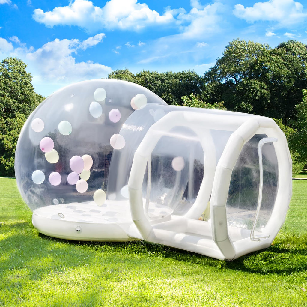 14,5FT aufblasbares Bubble House Doppel-Jumper-Dom für Kinder, PVC aufblasbares Doppel-Lagen-Bubble-Hauszelt mit Tunnel, Bubble-Ballonhaus mit Gebläse, Luftpumpe für Party