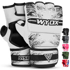 WYOX MMA Gloves for Men & Women – Grappling & Sparring Boxing Gloves with Open Palm Design, Padded Fingerless Training Gloves for Kickboxing, Muay Thai, Youth & Heavy Bag Workouts