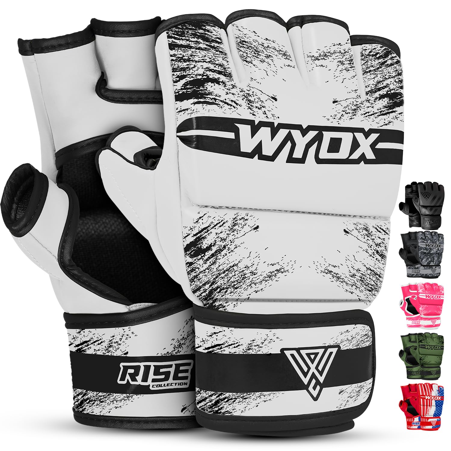 WYOX MMA Gloves for Men & Women – Grappling & Sparring Boxing Gloves with Open Palm Design, Padded Fingerless Training Gloves for Kickboxing, Muay Thai, Youth & Heavy Bag Workouts