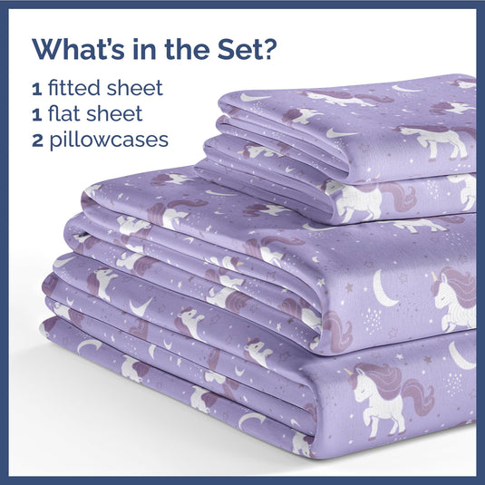 Kids Princess Full 4 Piece Sheet Set - Boys, Girls, Teens, Toddler - Easy Fit Deep Pockets - Breathable, Hotel Quality Bedding Sheets - Machine Washable - Wrinkle Free - Cute, Cozy, Soft - CGK Linens