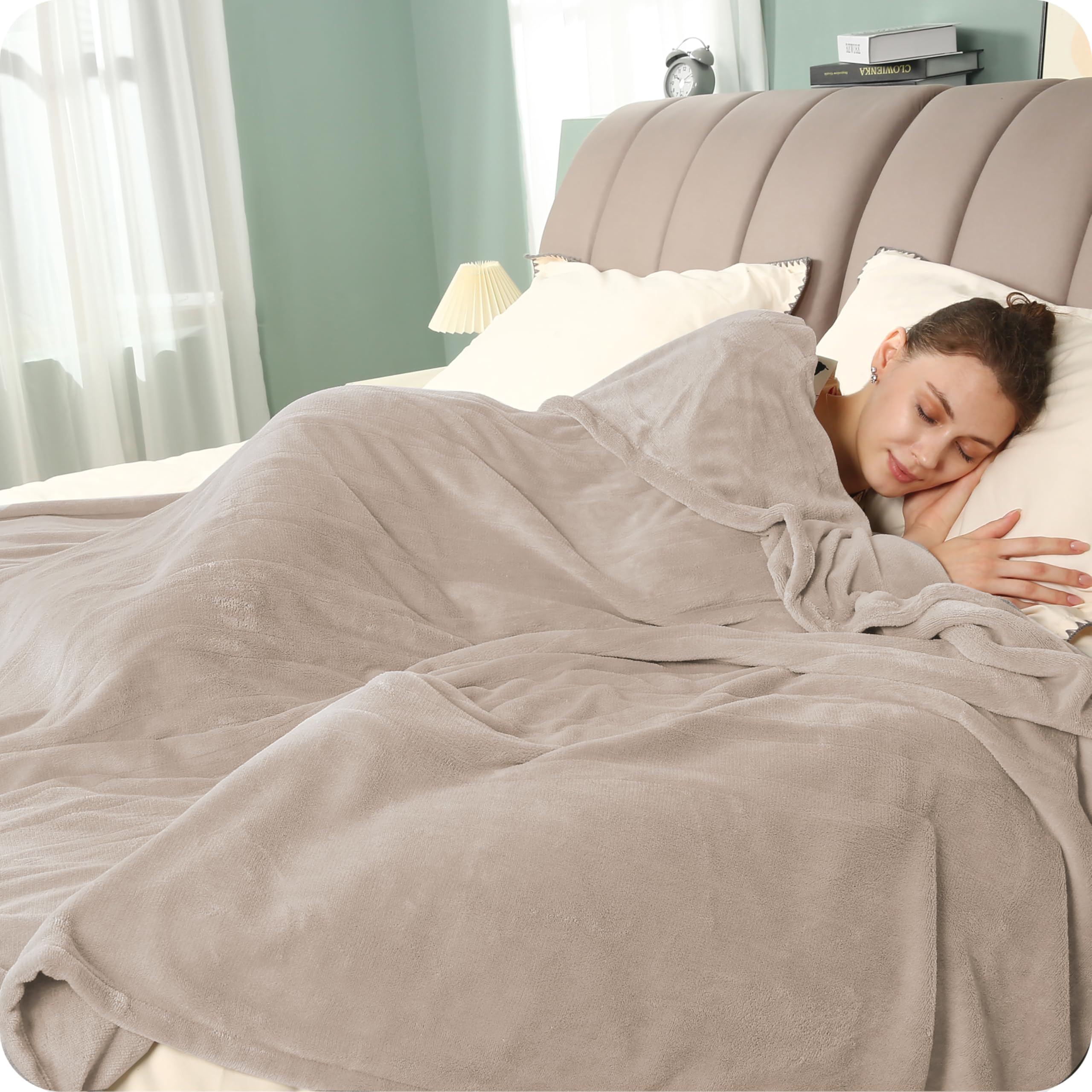 Couverture chauffante électrique DUODUO 72"x84" en polaire corail chaude avec 4 réglages de chaleur et arrêt automatique de 10 heures Protection contre la surchauffe - Gris 