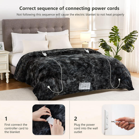 Homemate Heated Blanket Electric Throw - 50x60 Heating Blanket Throw 5 Gears Auto-Off 10 Heat Levels Heat Blanket Over-Heat Protection Luxury Faux Fur Sherpa Heater Blanket Electric ETL Certification