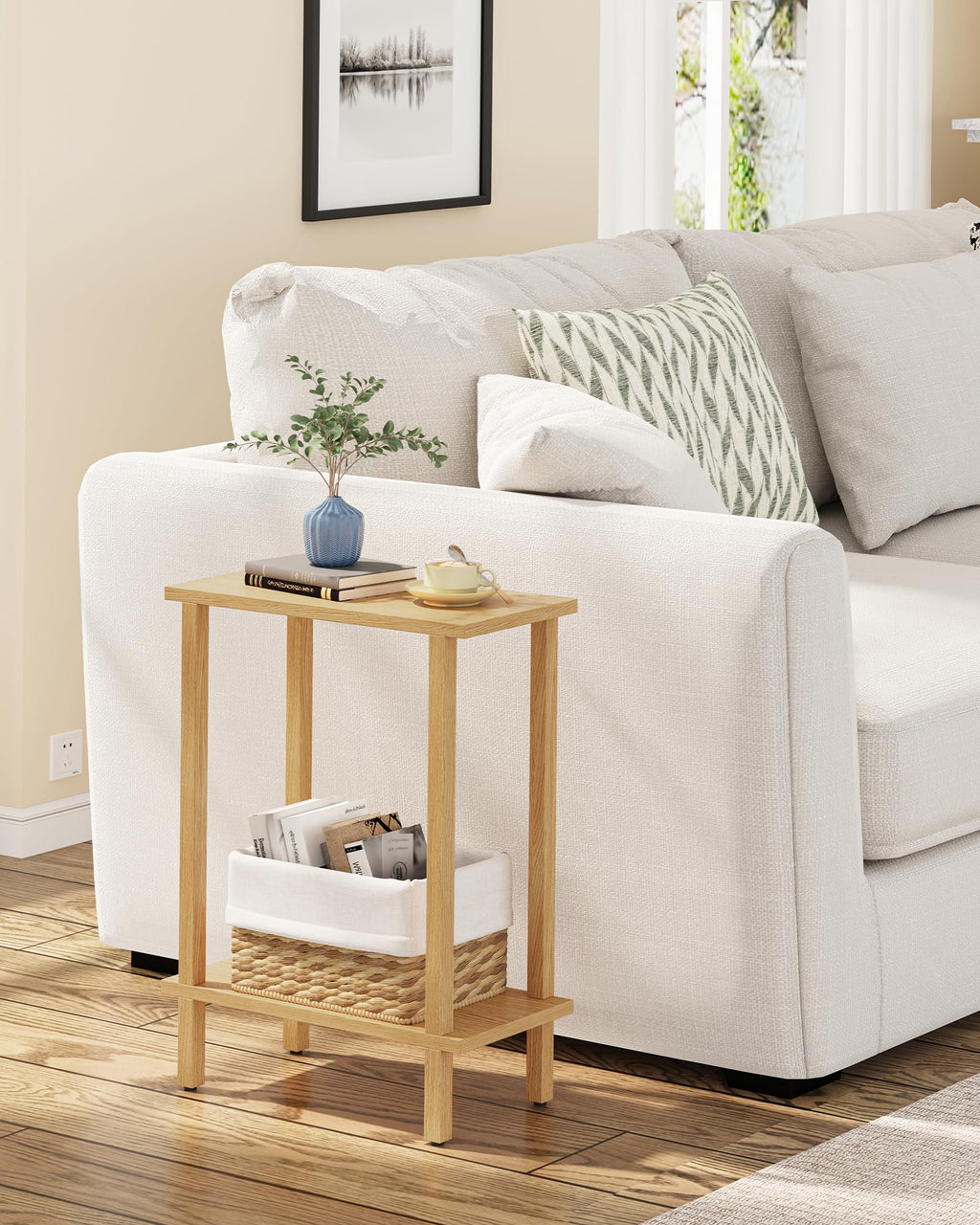 TUTOTAK Small Side Table, Narrow End Table, Skinny Sofa Table, Slim Nightstand, Couch Table, Living Room, Bed Room, Black TB01BK062