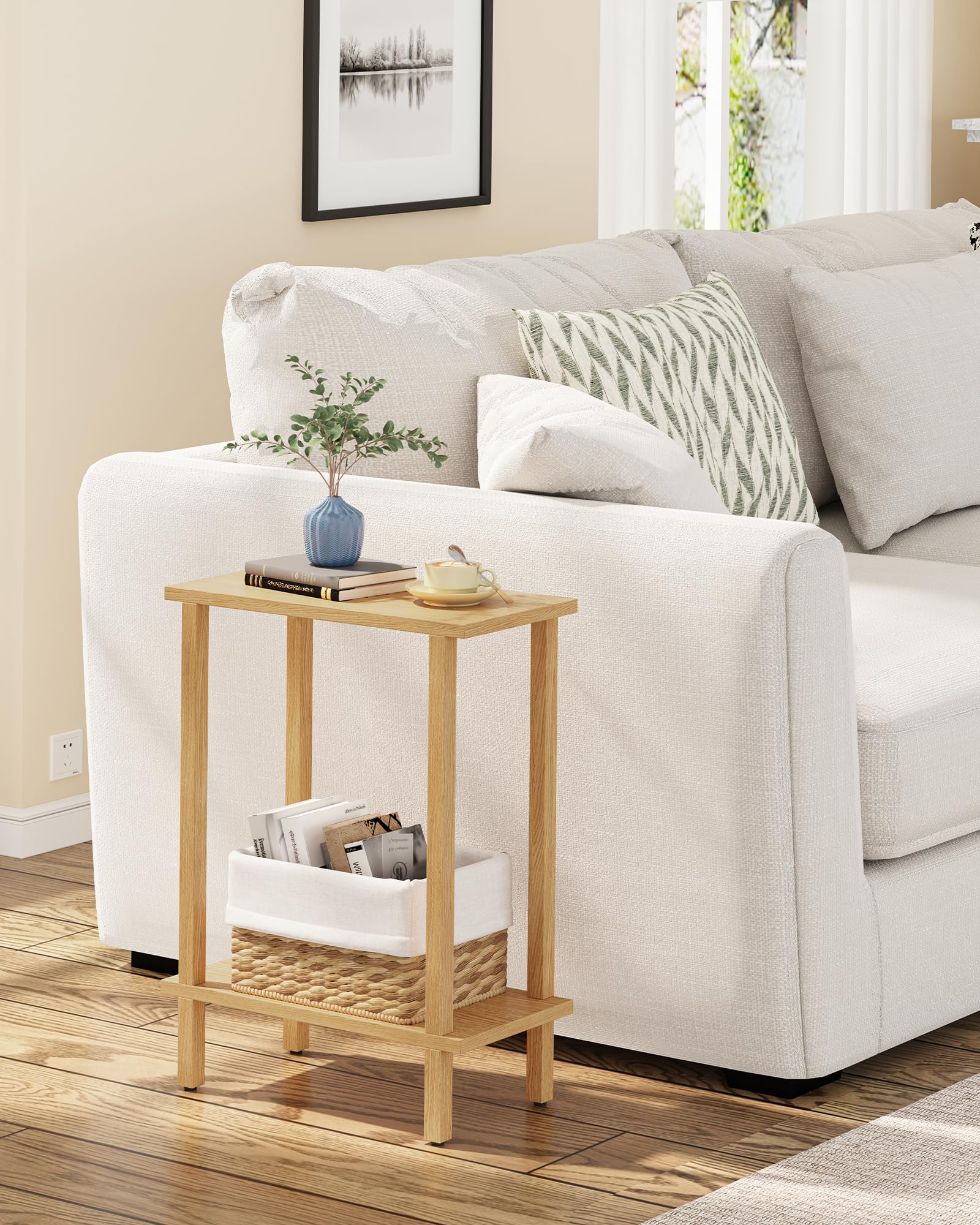 TUTOTAK Small Side Table, Narrow End Table, Skinny Sofa Table, Slim Nightstand, Couch Table, Living Room, Bed Room, Black TB01BK062