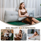 بالش پشتی بزرگ مثلثی Wellty Care با بالش رول سر، بالش تکیه‌گاه پشتی برای حمایت و استراحت در تخت با کاور قابل جدا شدن (خاکستری، دو نفره: 39x8x20 اینچ)