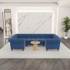 AVZEAR 3 Pieces Sectional U-Shaped Sofa, Leather Modular Sectional Couches Chesterfield Sofa Set, Modern Living Room Furniture Sets Upholstered Couch Set for Living Room, Office and Apartment, Black