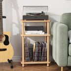 Apicizon 2 Tier End Table, Small Side Table with Solid Wood Legs, Boho Bedside Table with Storage Shelf, Nightstand for Small Spaces, Bedroom, Living Room, Entryway, Farmhouse, Easy Assembly, Natural