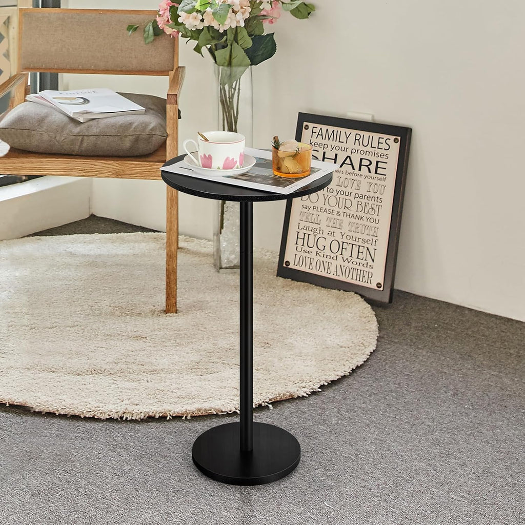 Vrisa Drink Table Small End Table Set of 2 Round Pedestal Side Table Martini Table Modern Coffee Table for Small Spaces, Living Room, Bedroom, Sofa Couch Chair, Black