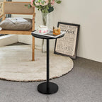 Vrisa Drink Table Small End Table Set of 2 Round Pedestal Side Table Martini Table Modern Coffee Table for Small Spaces, Living Room, Bedroom, Sofa Couch Chair, Black
