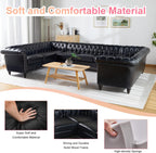 U Shaped Large Sectional Sofa, Chesterfield Leather Faux Couch Tufted Accent Sofa with Scroll Arms and Nailhead for Living Room, Office