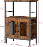 X-cosrack Buffets Coffee Bar Station, 3-Tier Small Coffee Stand Station with Storage, Farmhouse-Style Microwave Cart Featuring 2-Door Cabinet Ideal for Living Room, Entryway, Sideboards