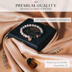 Lava Rock Beaded Diffuser Bracelet for Women with Lavender Essential Oil, 18K Gold-Plated Charm Soothing Crystal Beads Boho Stretch Bracelet for Aromatherapy, Birthday and Valentine’s Day Gift for Her