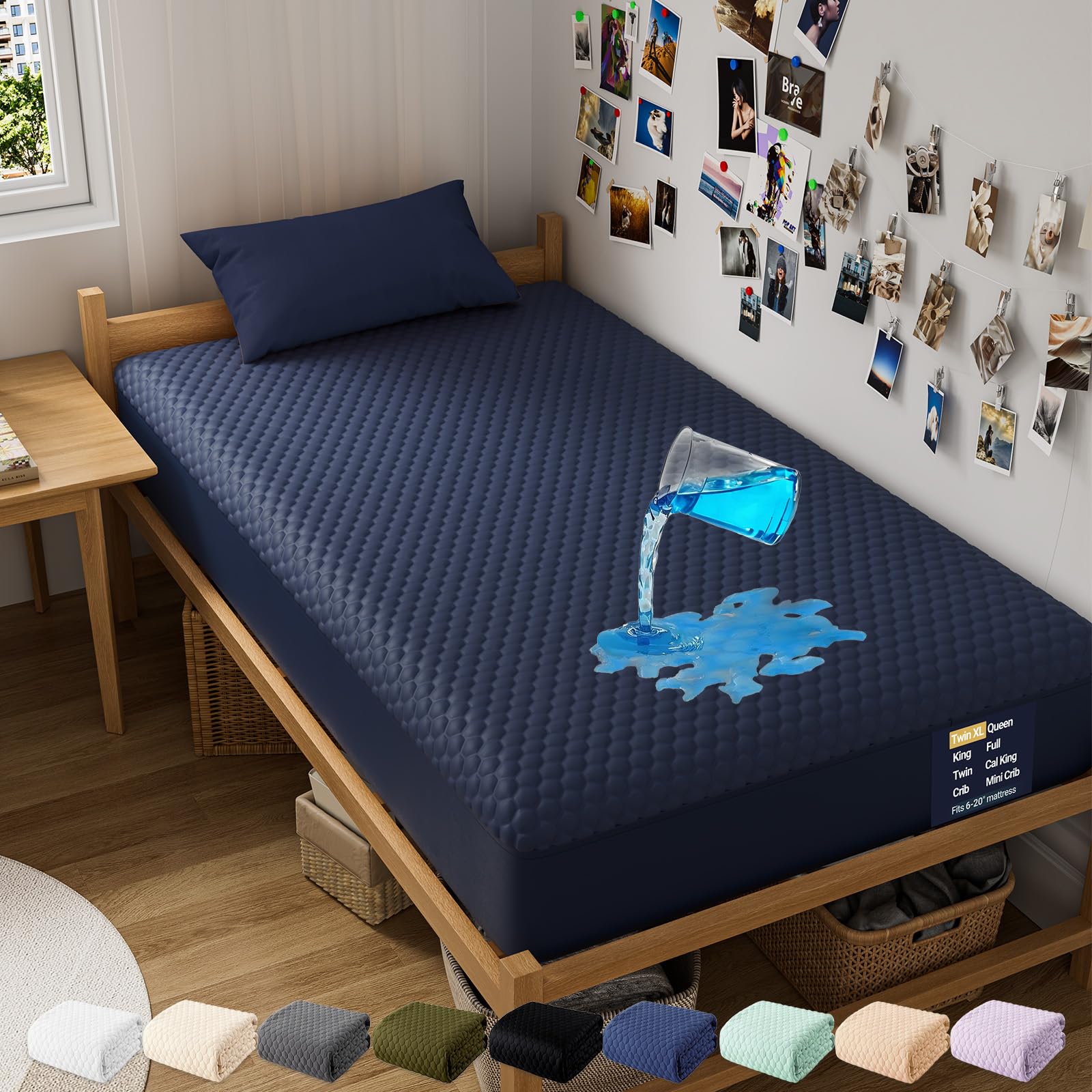 OhGeni 100% Waterproof Queen Size Mattress Protector,Soft Mattress Pad, Cooling Breathable Fitted Sheets,Washable Bed Cover,Non-Slip Deep Pocket,Noiseless for Bedroom