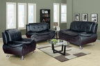 Beverly Fine Furniture 3 Piece Aldo Modern Sofa Set, Black/White
