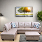 L Shaped Couch, Lounge Sectional Sofa with Chaise for Living Room, 6 Seat Modern Modular Couches with Movable Storage Ottoman, Black Grey