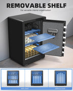 DAYI Safe Box, 3.0 Cubic Feet Home Safes with Fireproof Waterproof Bag, Security Safe for Money Cash Documents, Digital Keypad, Dual Alarm System, Removable Shelf - D-60