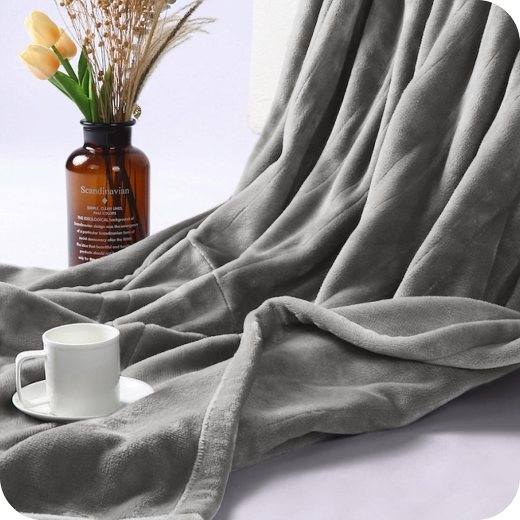 Elektrisch verwarmd deken 72" x 84" volledige maat flanellen stof met 4 verwarmingsniveaus & 10 uur automatische uitschakeling, ademend warm en wasbaar voor zacht en bed - lichtgrijs