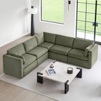 CHITA Oversized Modular Sectional Sofa, FSC Certified L Shaped Sectional Couches for Living Room, 112 inch Width,4 Seat Modular Sofa with Storage Ottoman, Linen