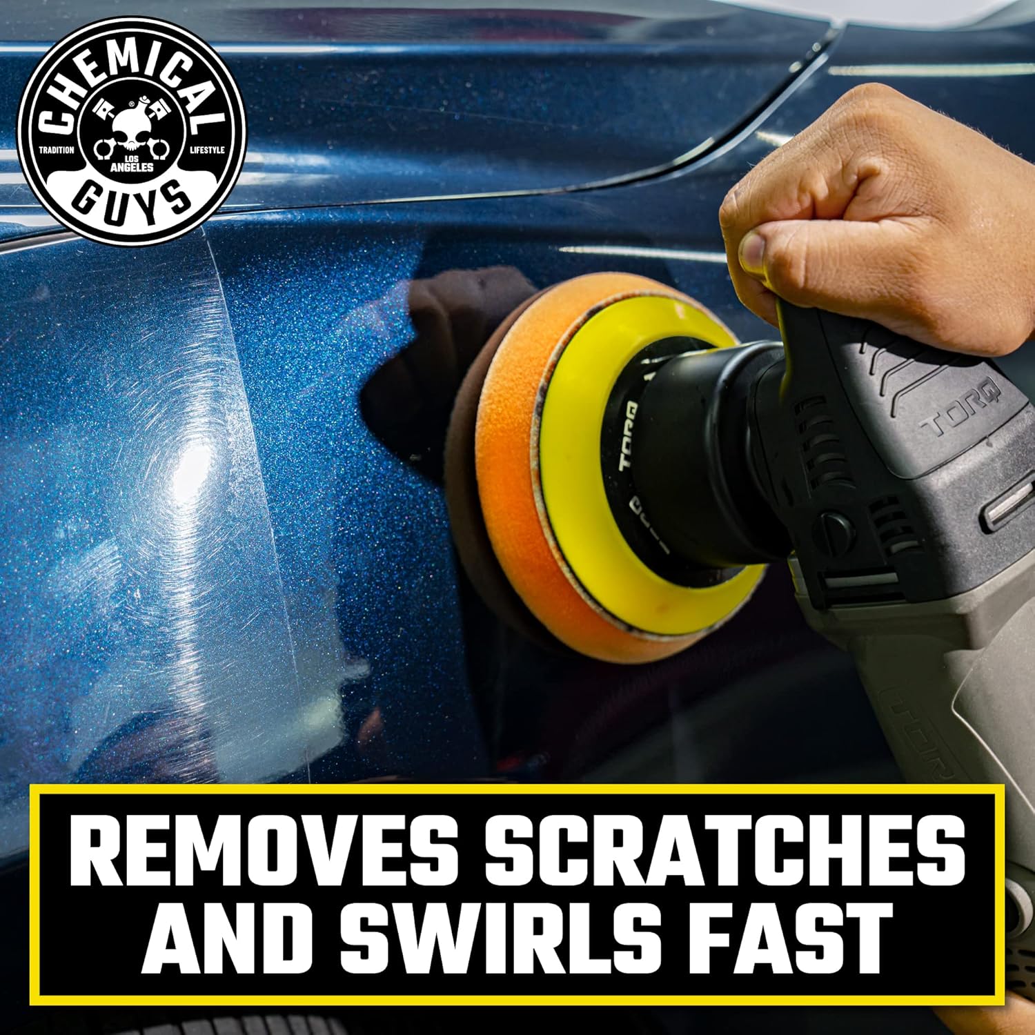 Chemical Guys BUF_503X TORQX Random Orbital Polisher, Pads, Polishes & Compounds Kit (Safe for Cars, Trucks, SUVs, & More) 700W, Orbit 8mm - 9 Items