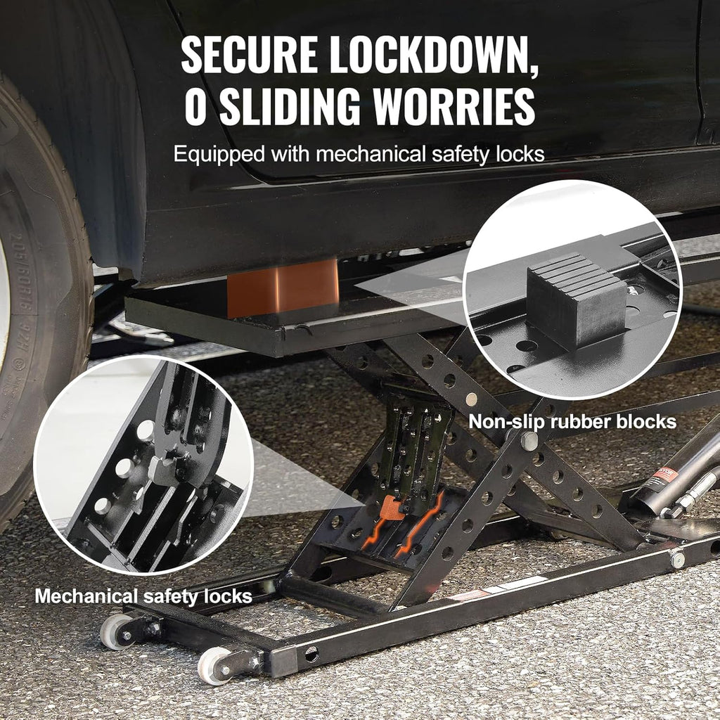 VEVOR Portable Car Lift - 7,000 LBS Capacity, 26.8" Max. Height, Heavy-Duty Carbon Steel Truck Lift with 120V Power Unit