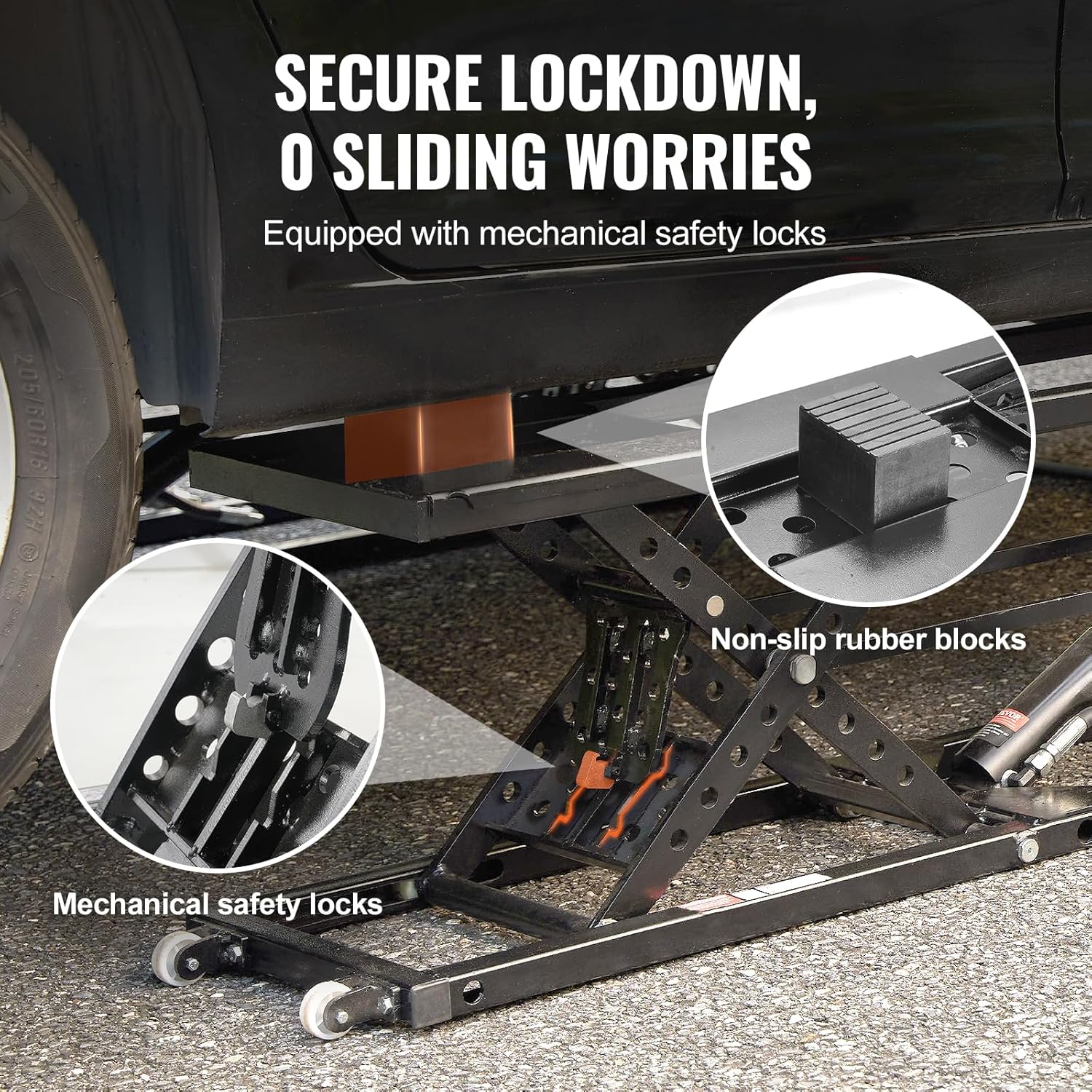 VEVOR Portable Car Lift - 7,000 LBS Capacity, 26.8" Max. Height, Heavy-Duty Carbon Steel Truck Lift with 120V Power Unit