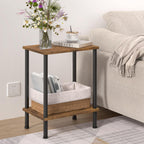 End Table,Small Side Table,2-Tier Nightstand with Storage Shelf,Sofa Bedside Table for Small Spaces in Living Room,Bedroom, Office,Stable Frame,Easy Assembly,White