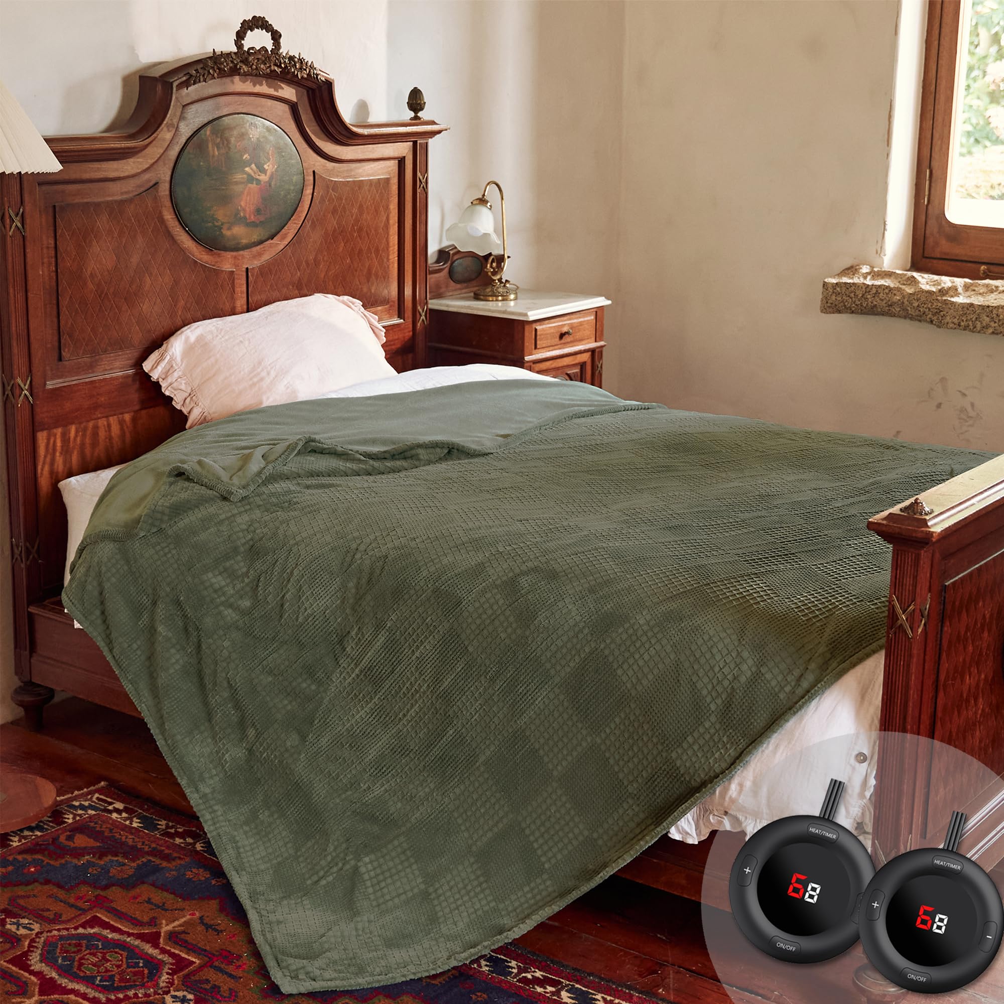 Verwarmd deken elektrisch deken plaid 50''X60'' - verwarmingsdeken met 6 warmtestanden - 2-10 uur automatische uitschakeling, ETL gecertificeerd, wasmachinebestendig (zwart)