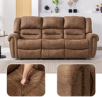 Faux Leather Reclining Sofa, 3 Seater Recliner Sofa Chair, Manual Reclining Couch Set for Living Room, Home Furniture Set, for Meeting Room, Brown (3 Seat Sofa)