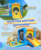 NBSPORT aufblasbares Hüpfburg mit Gebläse für Kinder 3-6 Jahre, Hüpfburg mit Rutsche, 112x63x67'' Kleinkinder-Hüpfburg mit Bällebad, Hüpfburg für drinnen/draußen