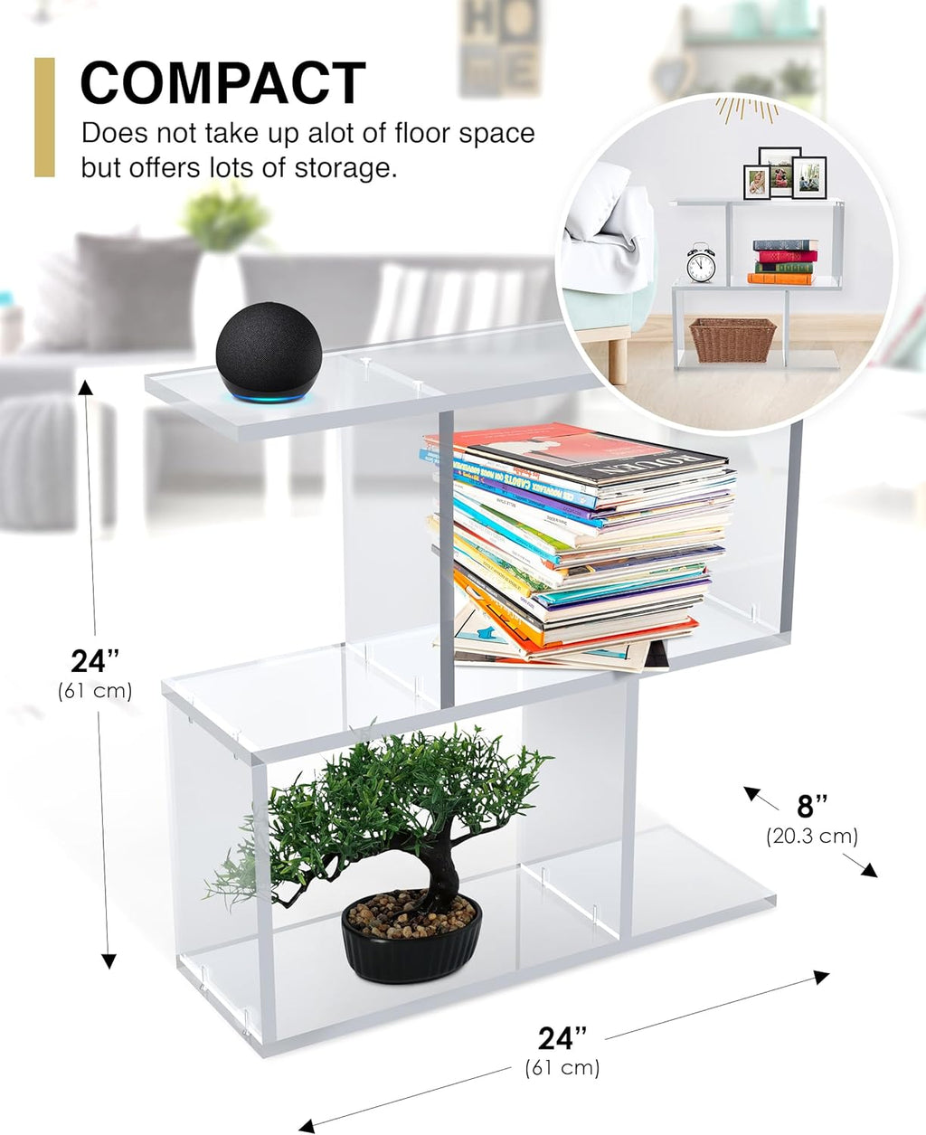 Arteriors Acrylic Coffee Table for Living Room - Clear Furniture End Table