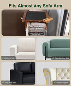 Acacia Couch Arm Tray/Mini Table – 2 in 1 Couch arm Table (15.3” x 9.8” x 4”), Adjustable Legs (up to 8.8”), 360° Rotating Phone Holder, Wire Holder, Non-Slip Mat – Couch Tray to Keep Snacks, Coffee