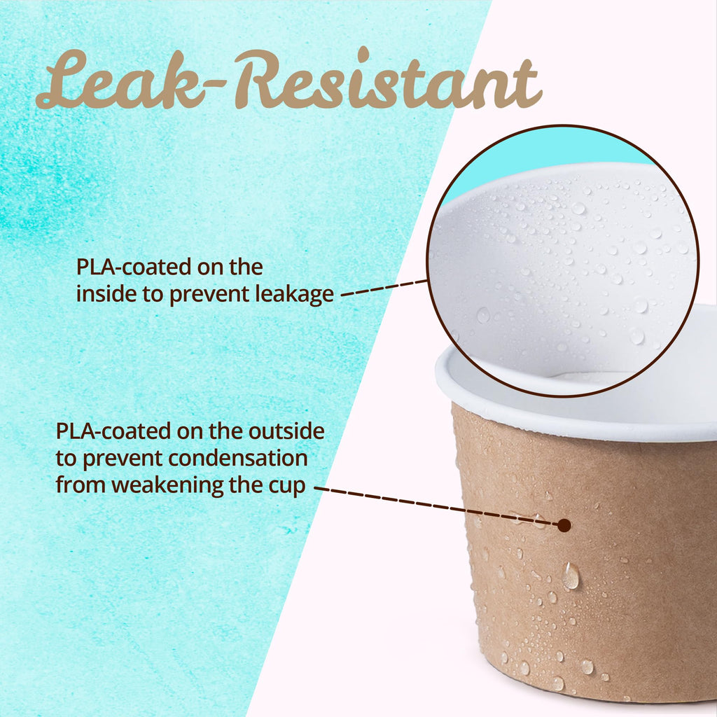 MATICAN Papp-Eisbecher - 50 Stück 9-Unzen Einweg-Dessertschalen für heiße oder kalte Speisen, 9-Unzen Partybedarf Becher für Eisbecher, gefrorenen Joghurt, Suppe, Brown