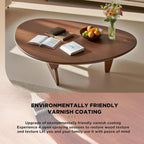 Modern Triangle Coffee Table: Unique Funky Soild Wood Coffee Tables for Living Room, Wooden Oval Mid-Century Modern Abstract Tea Tables for Patio Office Balcony Walnut 35" L x 24" W x 16" H