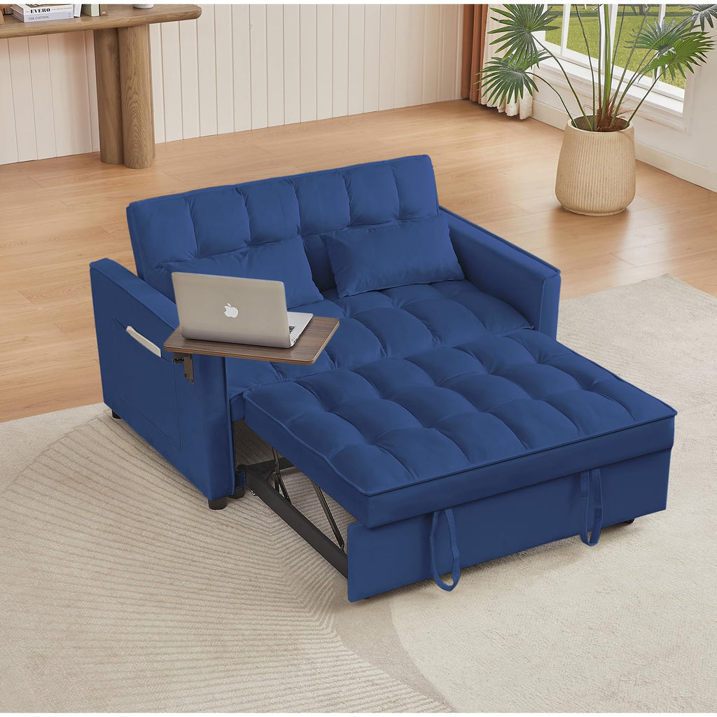 65'' 3-in-1 Folding Convertible Sofa Bed, Pullout Sofa, Modern Chenille Fabric, 360° Swivel Side Table, Easy Assembly, Perfect for Living Room, Black