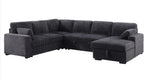 Oversized U-Shaped Sleeper Sectional Sofa Modern Fluffy Corduroy Upholstered Corner Convertible Sofabed with Pull Out Sleeper Couch Bed ,Storage Left Chaise and Pillows for Living Room Furniture Sets
