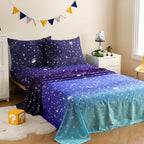 ست ملحفه کودکان یونیکورن صورتی JSD، سایز تویین، ۳ تکه، ملحفه‌های رختخواب میکروفایبر چاپ شده با طرح رنگین کمان برای دختران، جیب عمیق