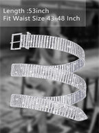 Geyoga 2 Pieces Women Rhinestone Belt for Dress Crystal Diamond Shiny Wide Waist Ladies Belt(Medium, Fit Waist Size 27-34 Inch,Silver)