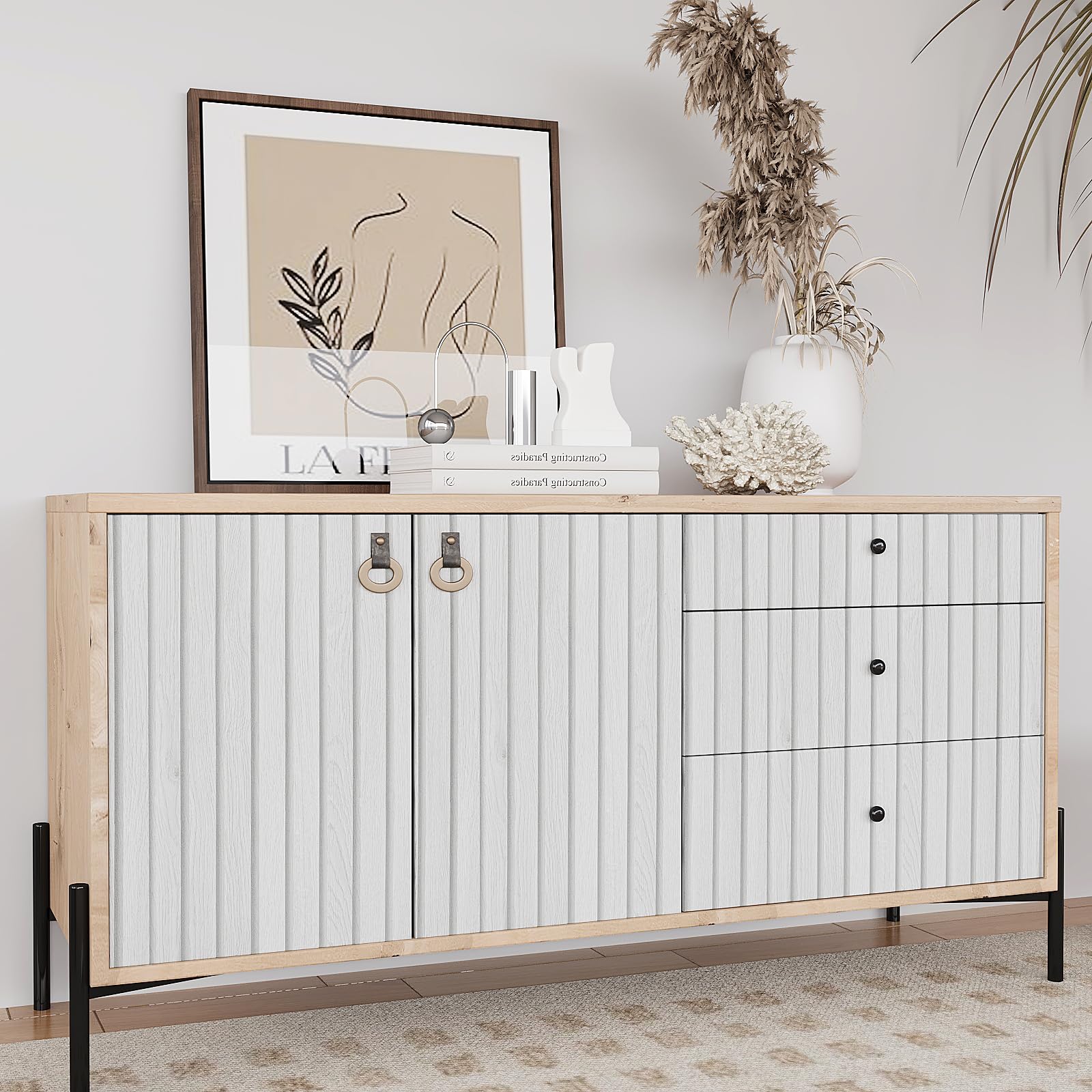 VEELIKE 15.7''x118'' Ahşap Şerit Yapışkan Duvar Kağıdı Beyaz Beadboard Duvar Kağıdı Banyo Yatak Odası için Su Geçirmez Çıkarılabilir Şerit Duvar Kağıdı Yapışkan Ahşap Temas Kağıdı Duvarlar, Tezgahlar, Dolaplar için