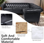 QHITTY L-Shaped Sofa, Sectional Chesterfield Leather Couch 5-Seater Upholstered Small Accent Tufted Sofa with Rolled Armrest and Nailhead Design for Living Room, Apartment, Office (Black)