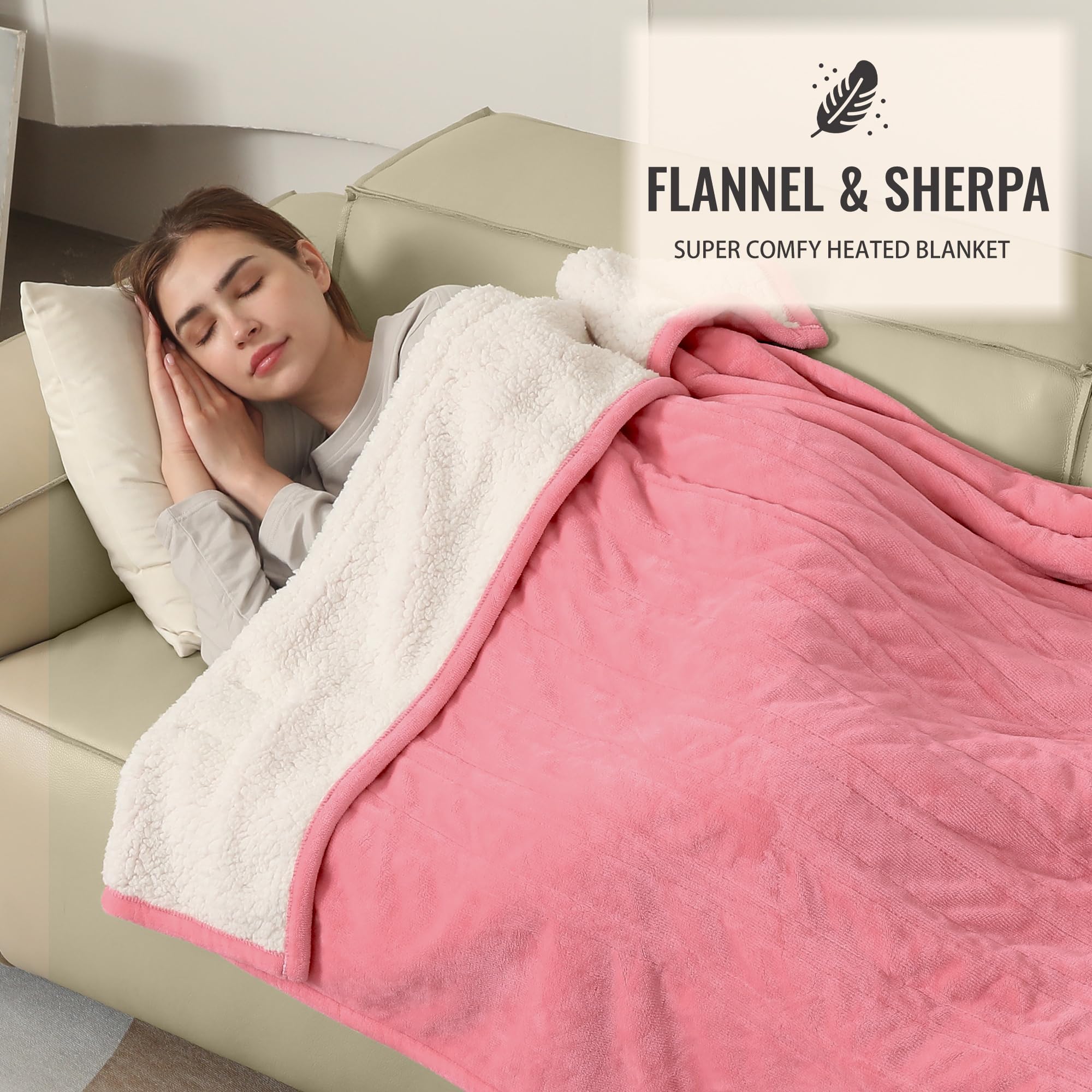 Coperta Elettrica Riscaldata Plaid con 5 Livelli di Riscaldamento e Spegnimento Automatico dopo 4 Ore, Plaid Riscaldato 50"x60" con Certificazione ETL e FCC per Casa e Ufficio, Lavabile in Lavatrice, Grigio Scuro