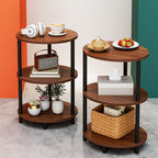 Small Round Side Table - 3-Tier Oval Accent Table for Small Spaces, Rustic Wood and Metal Couch End Table, Nightstand for Bedroom or End Table Living Room, Easy to Assemble, Rustic Brown