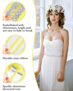 Jecery 3 Pieces Rhinestone Bridal Wedding Sash Belts Handmade Crystal Bridesmaid Sash for Formal Evening Dress Belts (White)