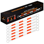 Retractable Barrier for Safety Traffic Cones - 2" OD - Large Yellow and Black Bar Barricade - for Road Construction, Parking, Warning, Temporary Security Divider (40, Orange & White, 72" x 120")